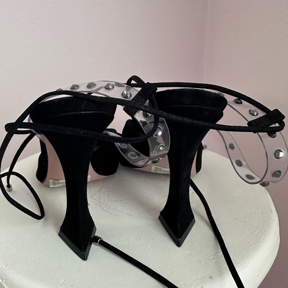 Schutz Mareah Suede Studded Pump Heels Sz 8 B Shoes Blavk Sold Out - Picture 5 of 7